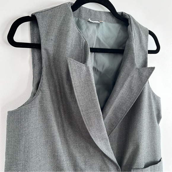 VINTAGE Grey Sleeveless Double Breasted Blazer Size 12 - Picture 3 of 14
